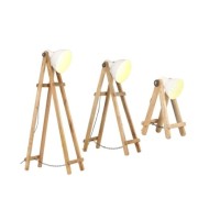 Lampadaires 3 pcs Blanc E27 Bois de manguier massif