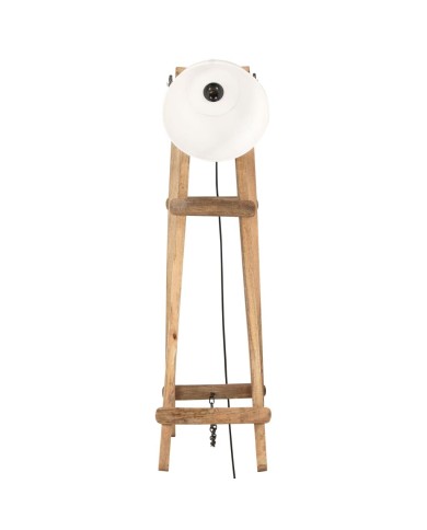 Lampadaires 3 pcs Blanc E27 Bois de manguier massif