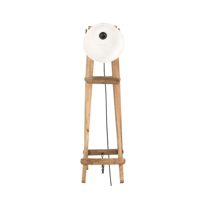 Lampadaires 3 pcs Blanc E27 Bois de manguier massif