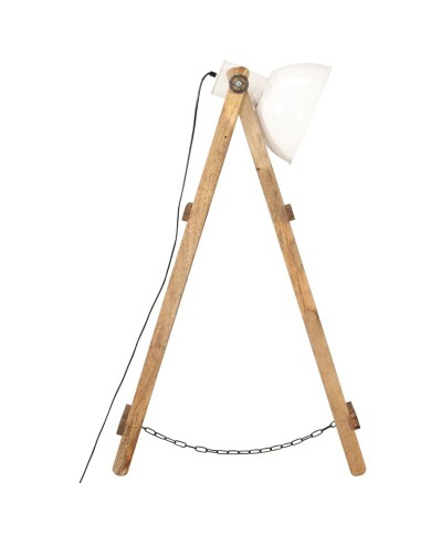 Lampadaires 3 pcs Blanc E27 Bois de manguier massif