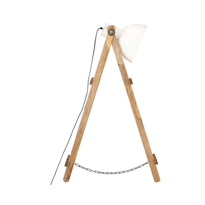 Lampadaires 3 pcs Blanc E27 Bois de manguier massif