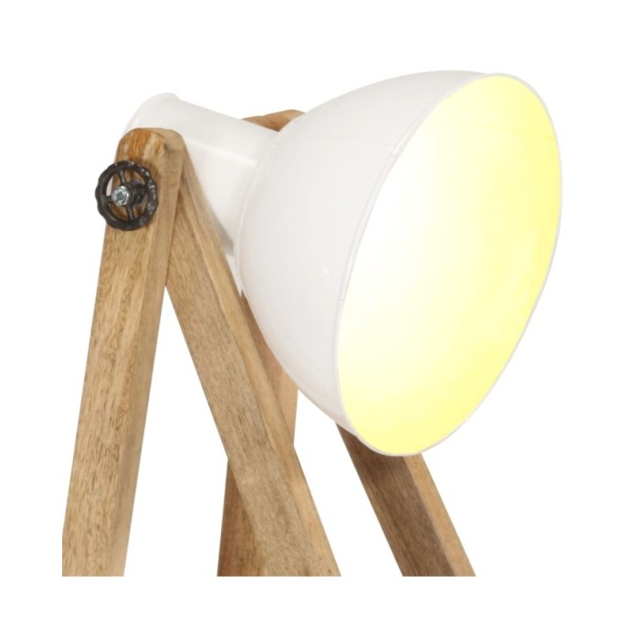 Lampadaires 3 pcs Blanc E27 Bois de manguier massif