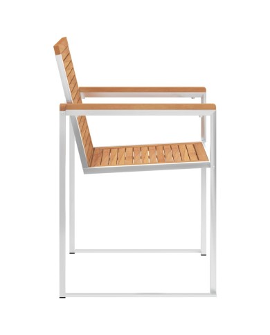 Chaises de jardin 2 pcs Bois de teck solide et acier inoxydable