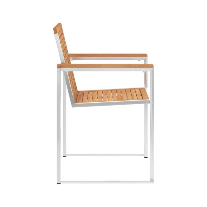 Chaises de jardin 2 pcs Bois de teck solide et acier inoxydable
