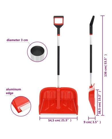Pelle à neige Rouge 136 cm Aluminium