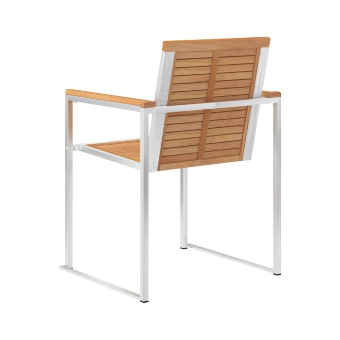 Chaises de jardin 2 pcs Bois de teck solide et acier inoxydable