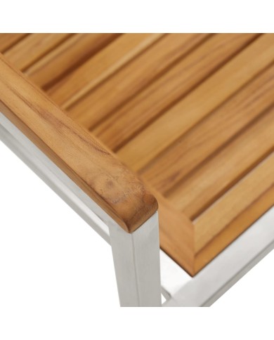 Chaises de jardin 2 pcs Bois de teck solide et acier inoxydable