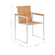 Chaises de jardin 2 pcs Bois de teck solide et acier inoxydable