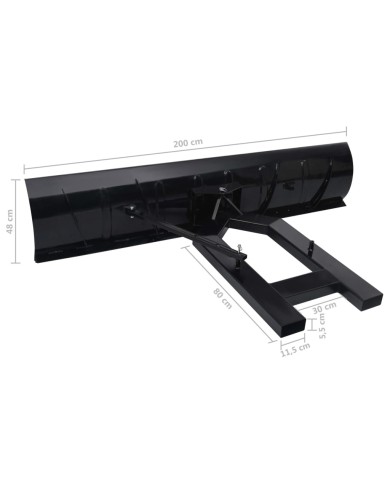 Chasse-neige pour chariot élévateur 200x48 cm Noir