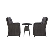 Chaises de jardin avec table à thé 2 pcs Résine tressée Noir
