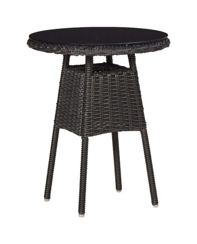 Chaises de jardin avec table à thé 2 pcs Résine tressée Noir