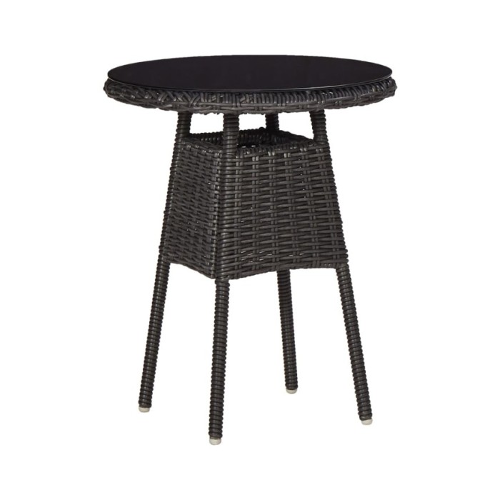 Chaises de jardin avec table à thé 2 pcs Résine tressée Noir