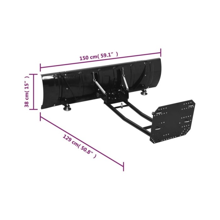 Chasse-neige pour VTT 150x38 cm Noir