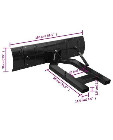 Chasse-neige pour chariot élévateur 150x38 cm Noir