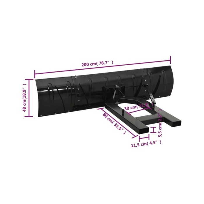 Chasse-neige pour chariot élévateur 200x48 cm Noir