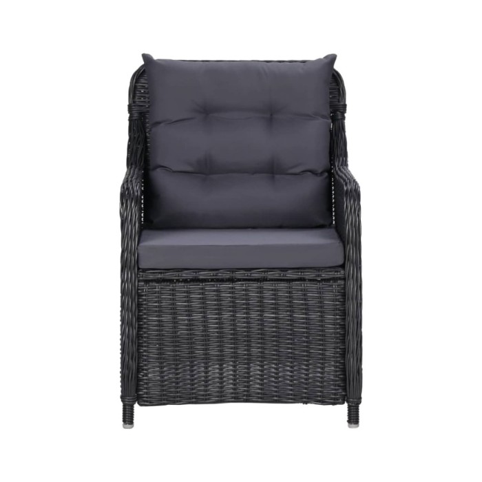 Chaises de jardin avec table à thé 2 pcs Résine tressée Noir