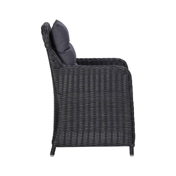 Chaises de jardin avec table à thé 2 pcs Résine tressée Noir