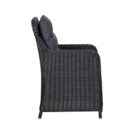 Chaises de jardin avec table à thé 2 pcs Résine tressée Noir