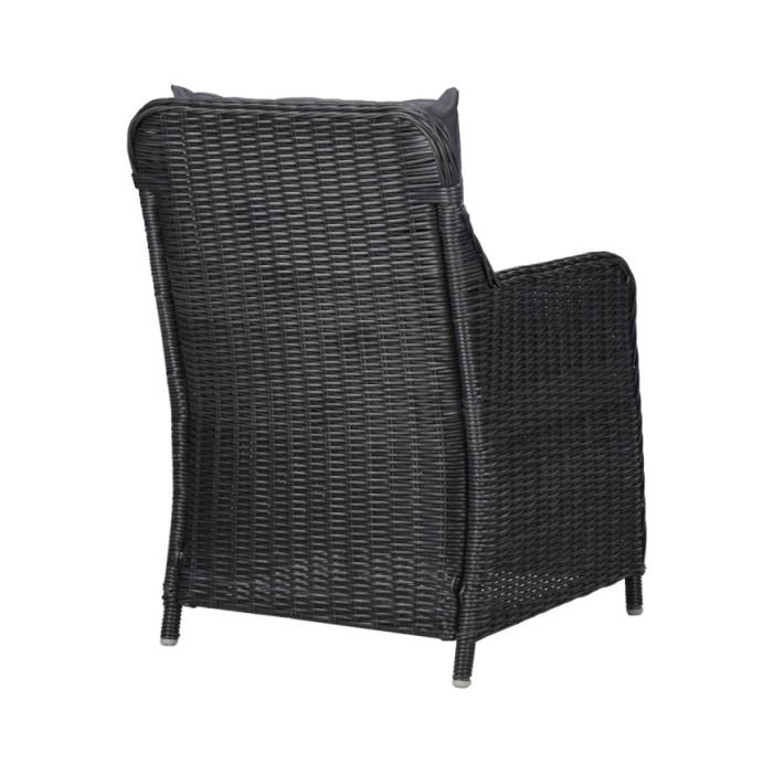 Chaises de jardin avec table à thé 2 pcs Résine tressée Noir