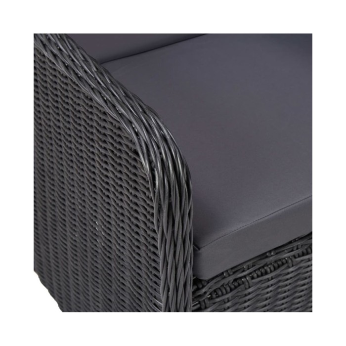 Chaises de jardin avec table à thé 2 pcs Résine tressée Noir