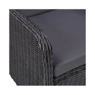 Chaises de jardin avec table à thé 2 pcs Résine tressée Noir