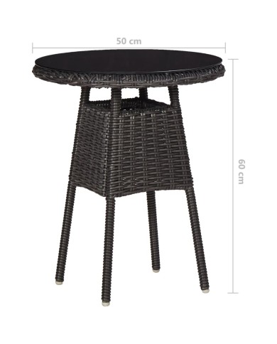 Chaises de jardin avec table à thé 2 pcs Résine tressée Noir