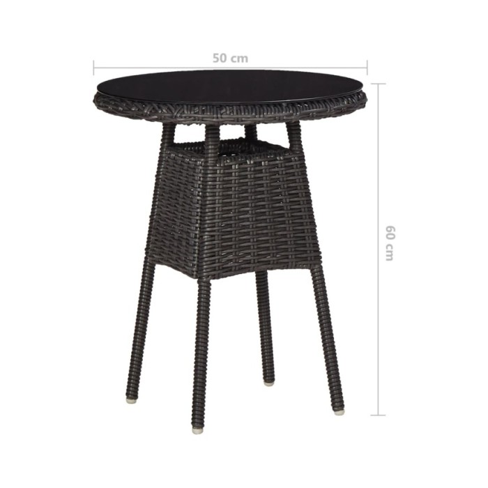 Chaises de jardin avec table à thé 2 pcs Résine tressée Noir