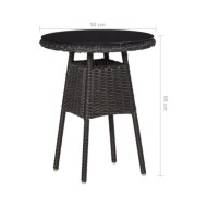 Chaises de jardin avec table à thé 2 pcs Résine tressée Noir