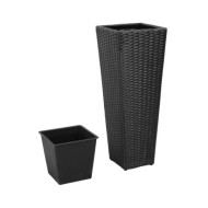Lits surélevés de jardin 3 pcs Résine tressée Noir