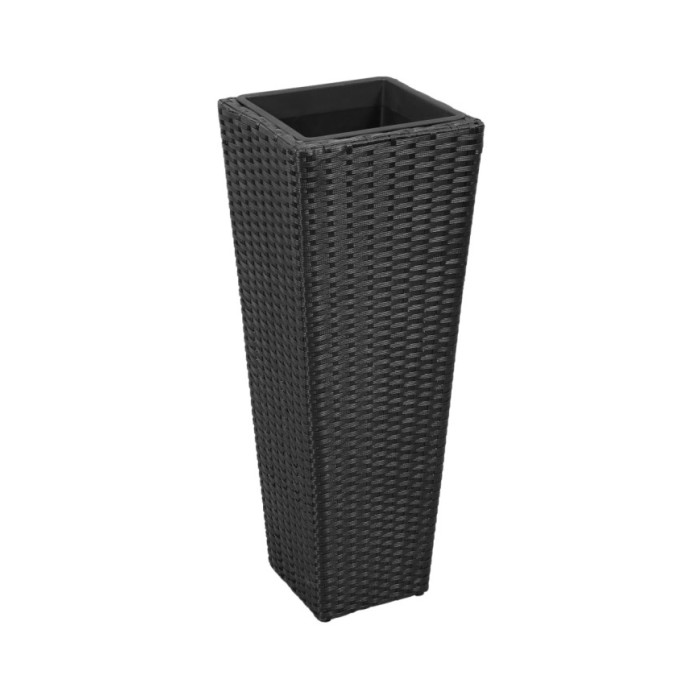 Lits surélevés de jardin 3 pcs Résine tressée Noir