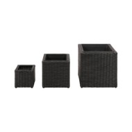 Lits surélevés de jardin 3 pcs Résine tressée Noir