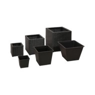 Lits surélevés de jardin 3 pcs Résine tressée Noir