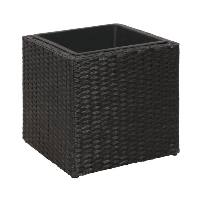 Lits surélevés de jardin 3 pcs Résine tressée Noir
