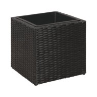 Lits surélevés de jardin 3 pcs Résine tressée Noir