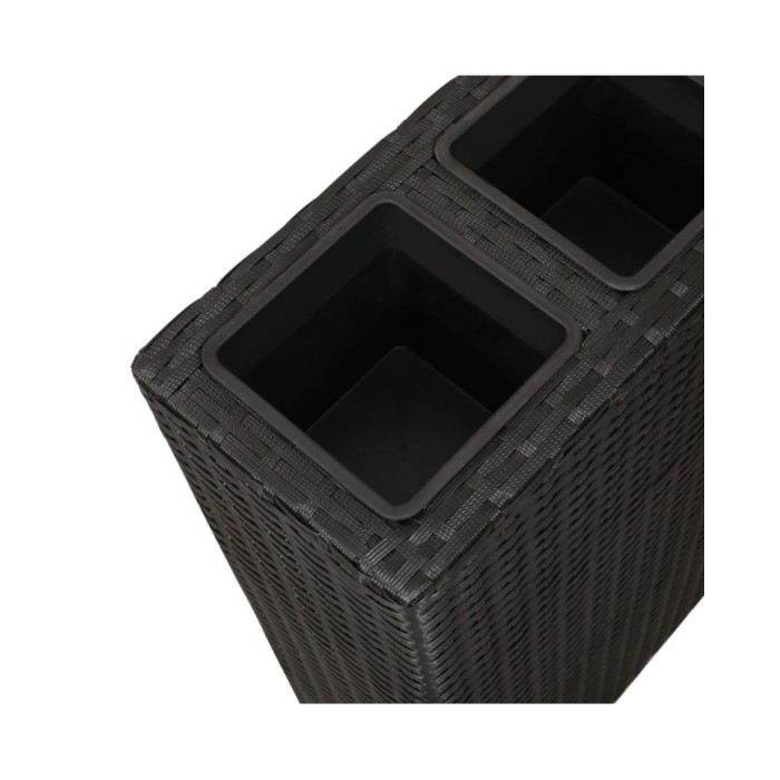 Lit surélevé de jardin avec 4 pots Résine tressée Noir 