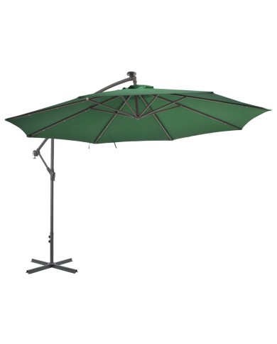 Parasol en porte-à-feux et poteau métallique 350 cm Vert