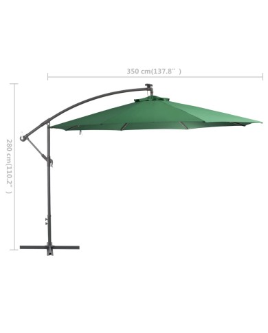 Parasol en porte-à-feux et poteau métallique 350 cm Vert