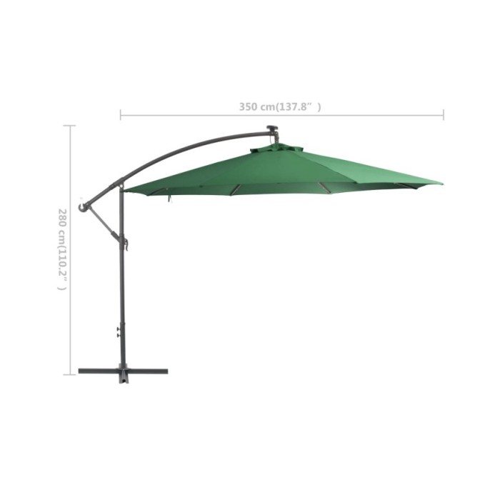 Parasol en porte-à-feux et poteau métallique 350 cm Vert