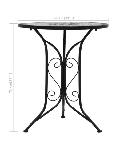 Table de bistro mosaïque Gris 61 cm Céramique