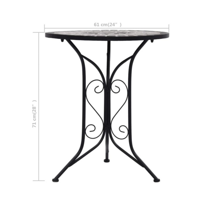 Table de bistro mosaïque Gris 61 cm Céramique