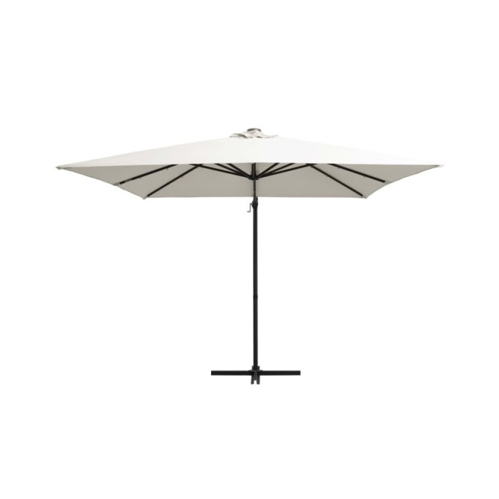 Parasol déporté avec LED et mât en acier 250x250 cm Sable