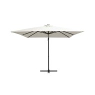 Parasol déporté avec LED et mât en acier 250x250 cm Sable
