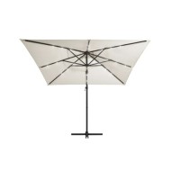 Parasol déporté avec LED et mât en acier 250x250 cm Sable