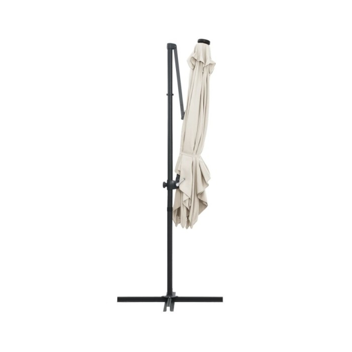 Parasol déporté avec LED et mât en acier 250x250 cm Sable