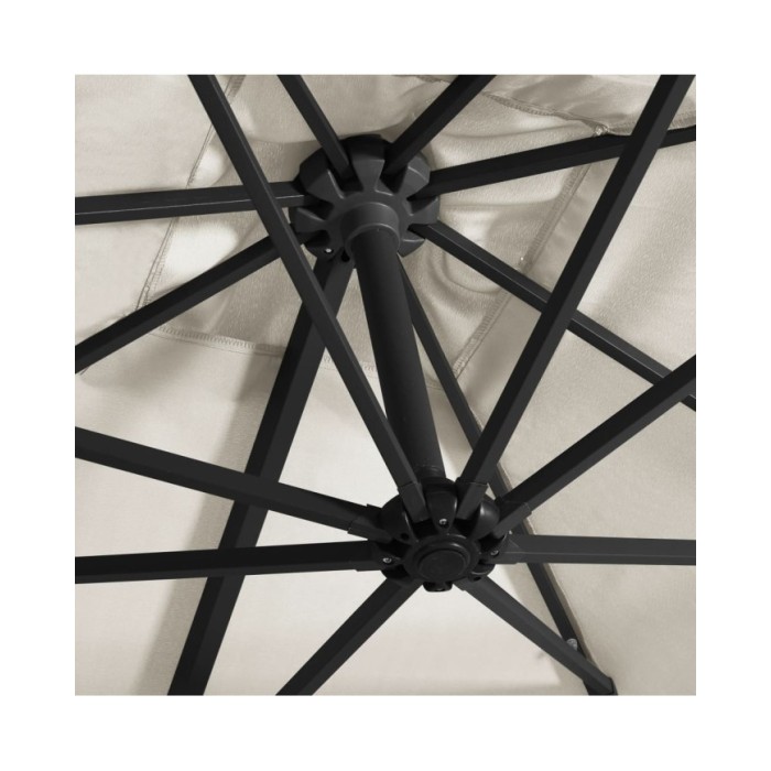Parasol déporté avec LED et mât en acier 250x250 cm Sable