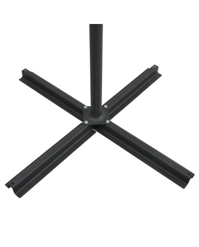 Parasol déporté avec LED et mât en acier 250x250 cm Noir