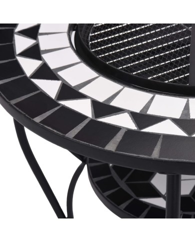 Table de foyer mosaïque Noir et blanc 68 cm Céramique
