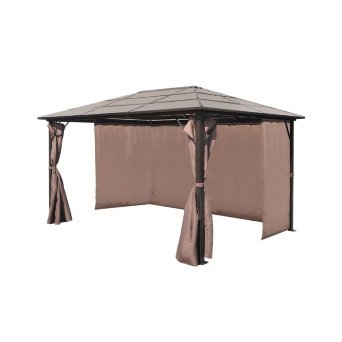 Belvédère avec rideau Marron Aluminium 400 x 300 cm