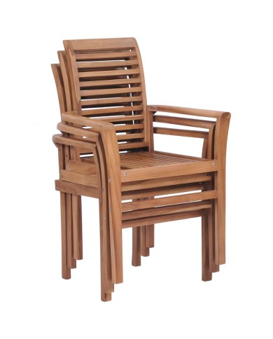 Chaises de salle à manger empilables 2 pcs Teck massif
