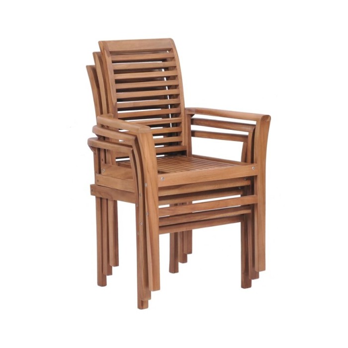 Chaises de salle à manger empilables 2 pcs Teck massif